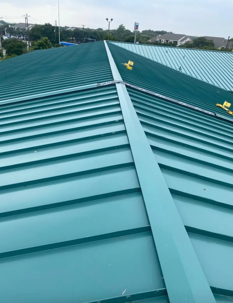 Green commercial metal roof ridge and valley for Metal Roof Repair in Mount Lebanon